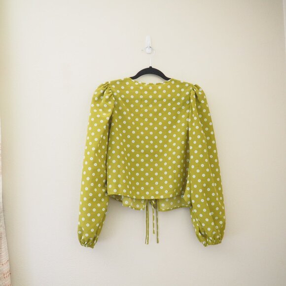 Levi’s Embry Green Floral Tie-Front Long Sleeve Top sz L - Picture 7 of 8